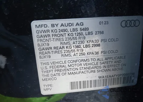 2023 Audi Q5 Premium Plus 45 Tfsi S Line Quattro from USA, damaged, VIN WA1EAAFY0P2098798